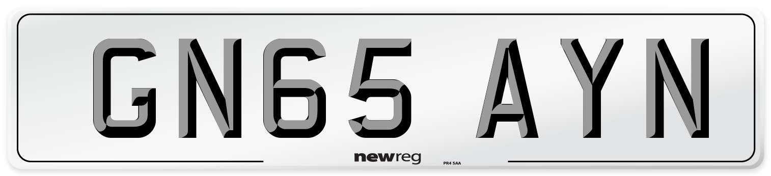 GN65 AYN Number Plate from New Reg